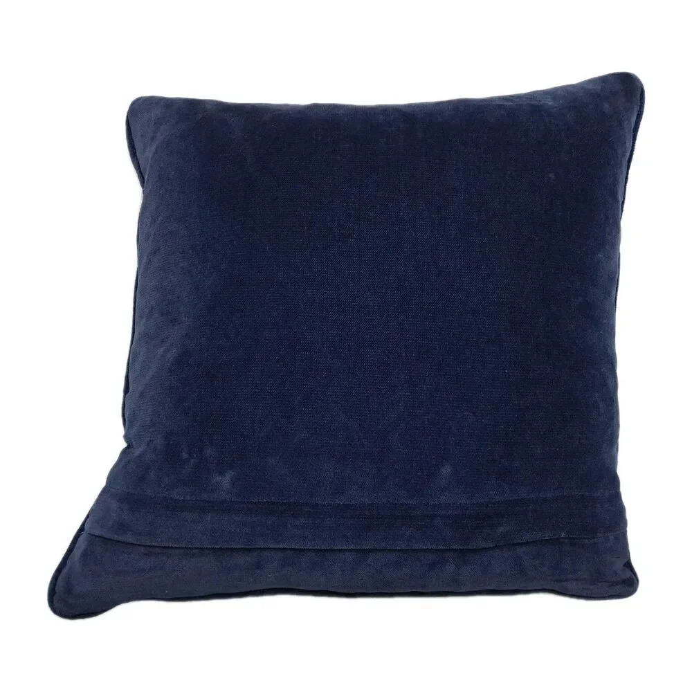 Cavalier King Charles Spaniel Dog Blue Throw Pillow Velvet Backing Embroidered